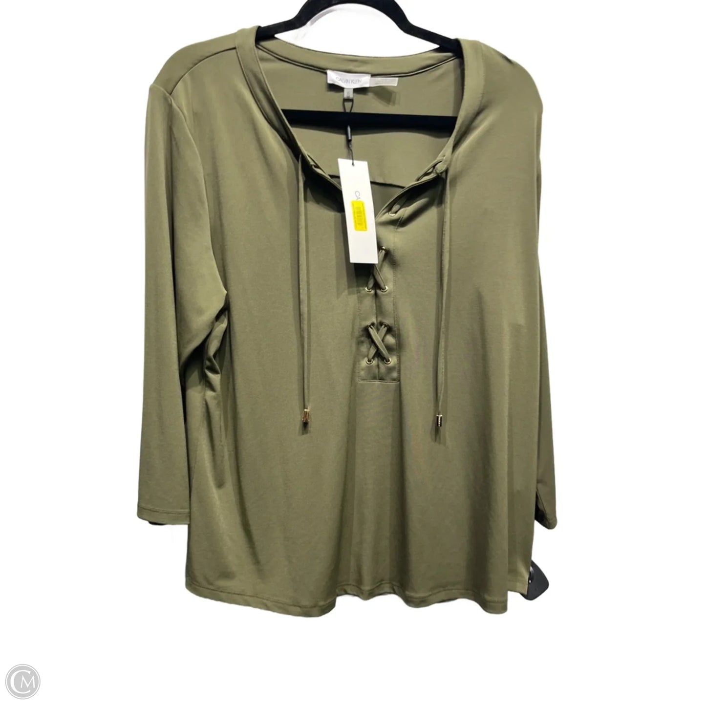 Top Long Sleeve By Calvin Klein In Green, Size: Xl