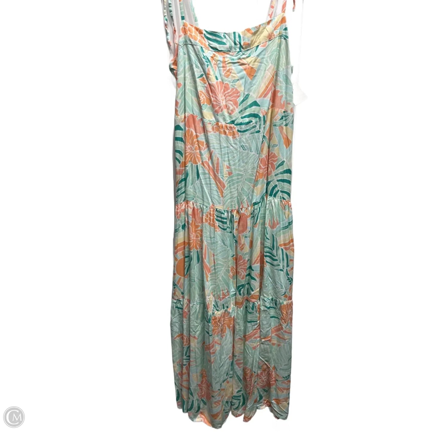 Dress Casual Maxi By kenny flowers In Green & Orange, Size: Xl
