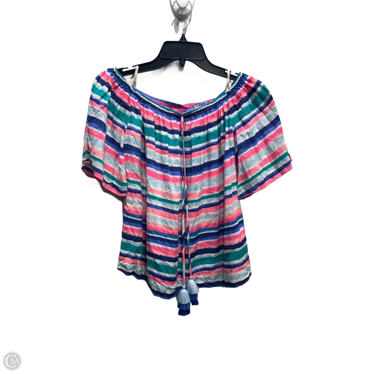 Top Short Sleeve Designer By Lilly Pulitzer In Blue & Pink, Size: S