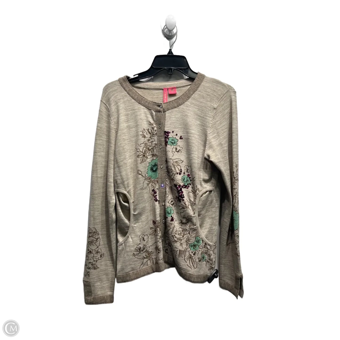 Sweater Cardigan By charolette In Tan, Size: L