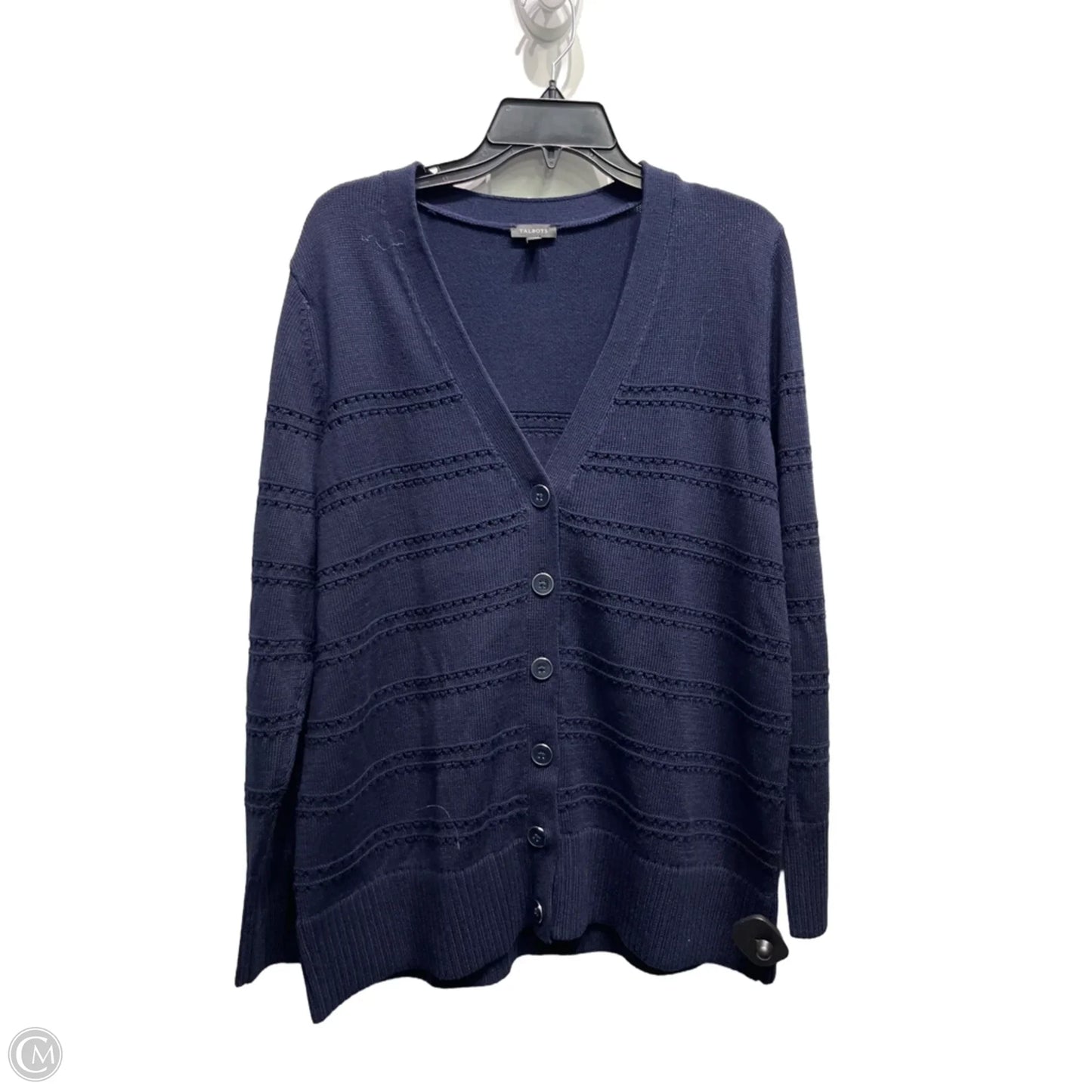 Sweater Cardigan By Talbots In Navy, Size: M