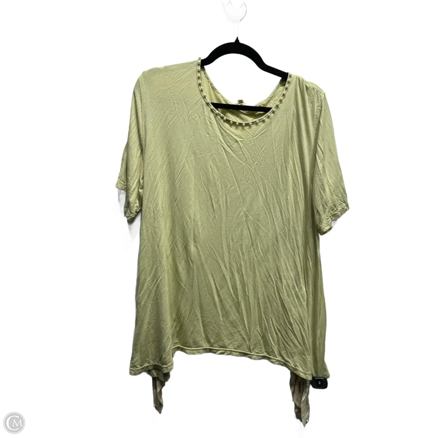 Top Short Sleeve By Pol In Green & White, Size: S