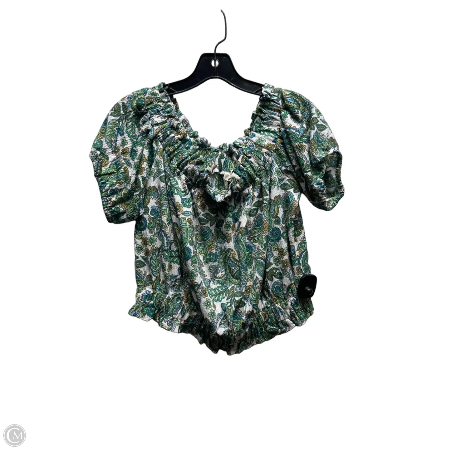 Top Short Sleeve By Loft In Blue & Green, Size: L