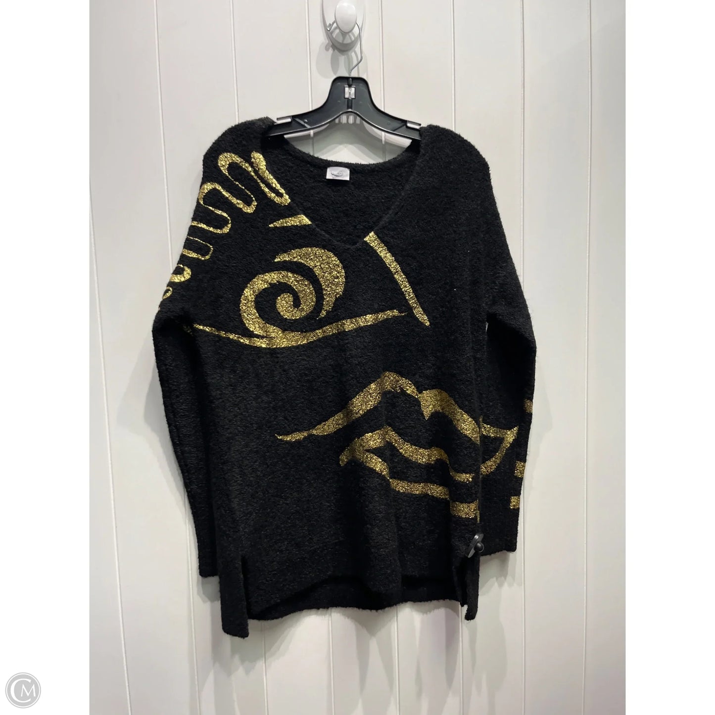 Sweater By Chicos In Black & Gold, Size: M