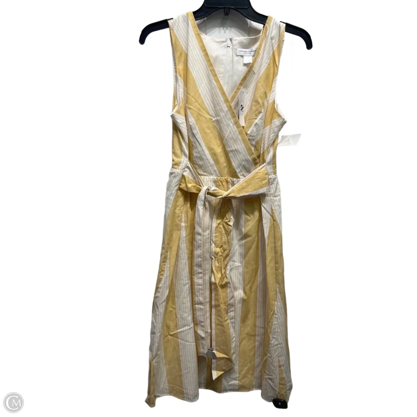 Dress Casual Short By Christopher And Banks In White & Yellow, Size: 10