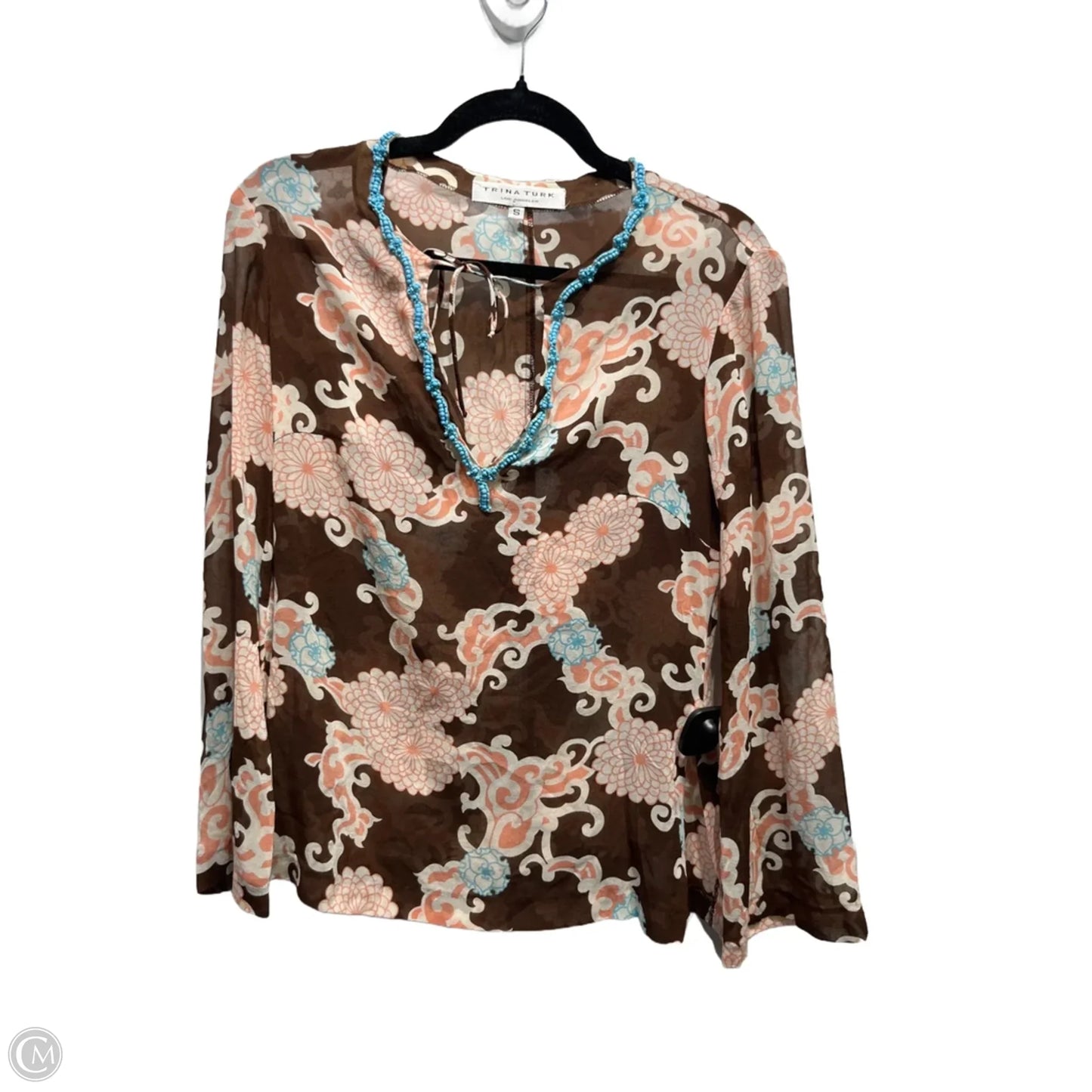 Top Long Sleeve By Trina By Trina Turk In Brown & Pink, Size: S