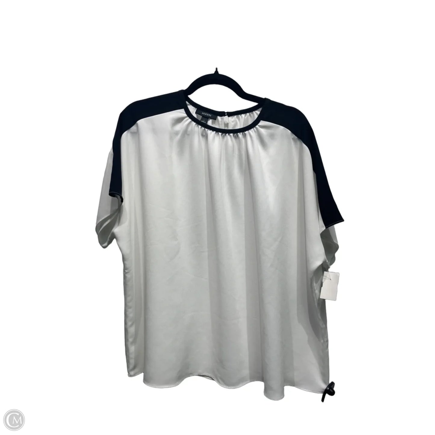 Top Short Sleeve By Alfani In Black & White, Size: L
