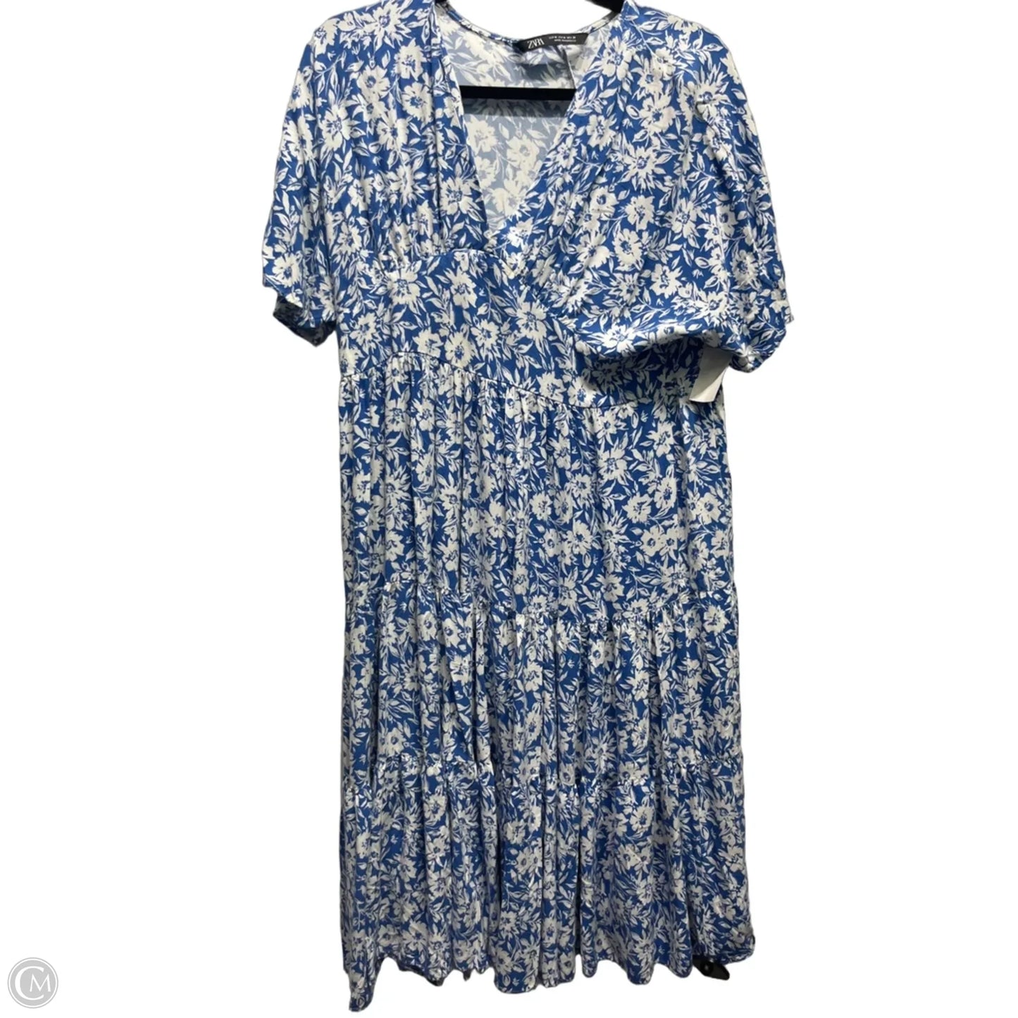 Dress Casual Short By Zara In Blue & White, Size: M