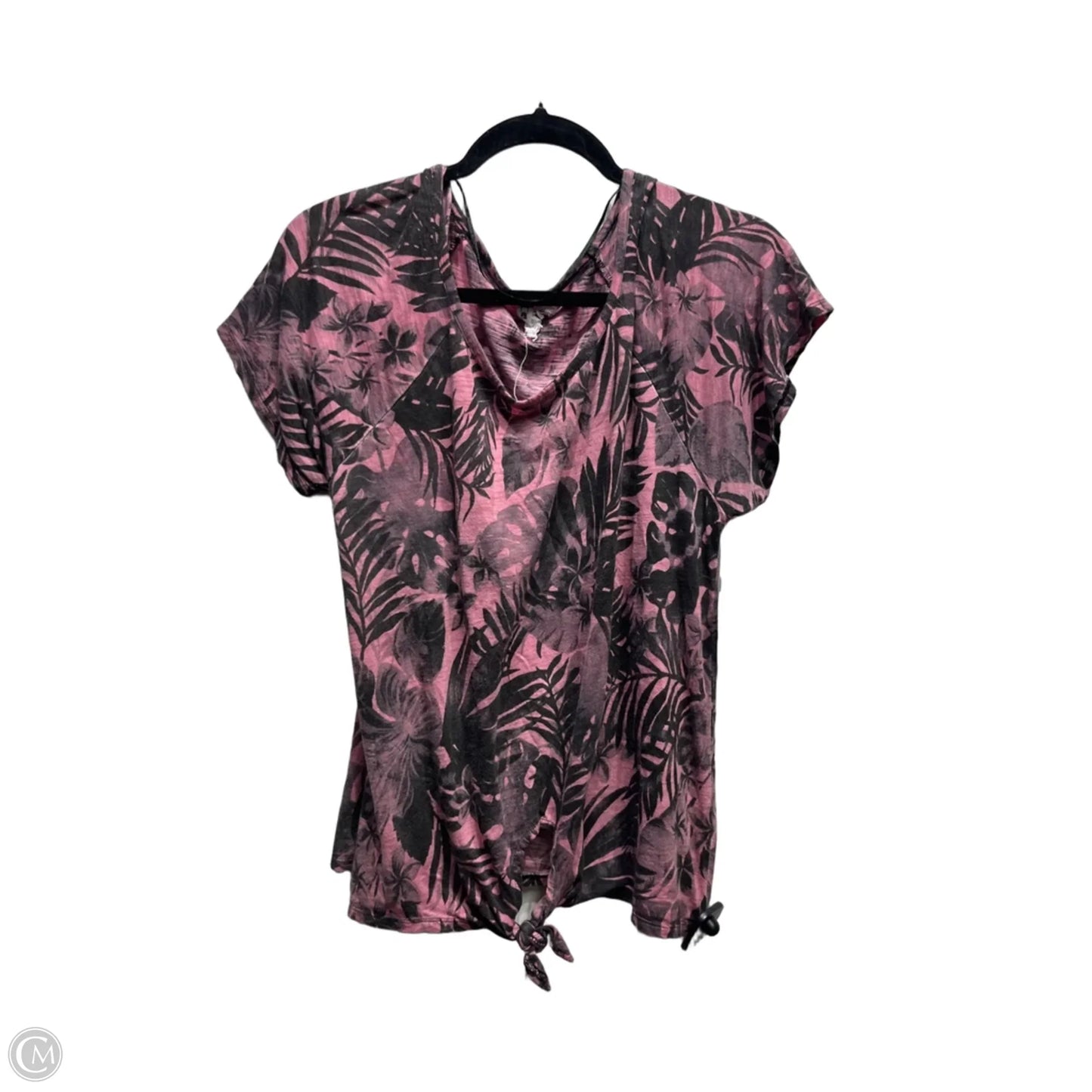Top Short Sleeve By Cable And Gauge In Black & Pink, Size: L