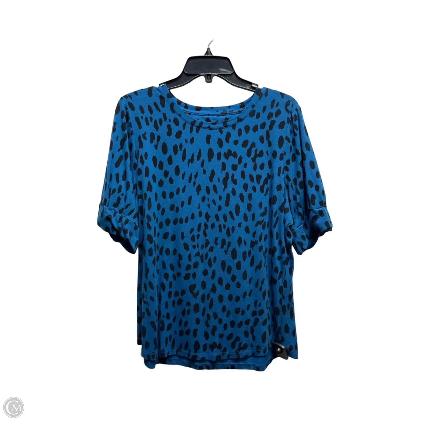 Top Short Sleeve By Chicos In Black & Blue, Size: L