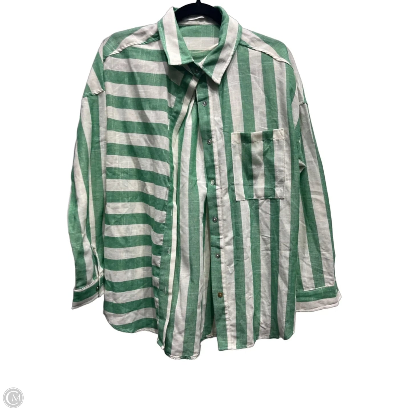 Top Long Sleeve By Altard State In Green & White, Size: Xs