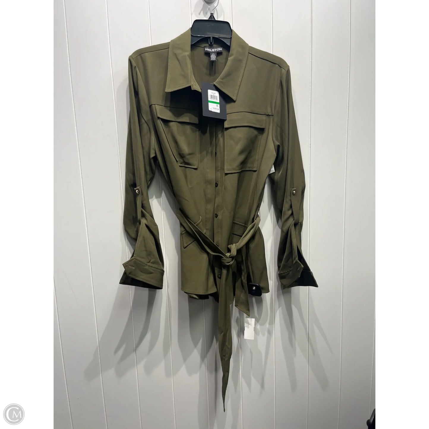 Blouse Designer By Halston In Green, Size: L