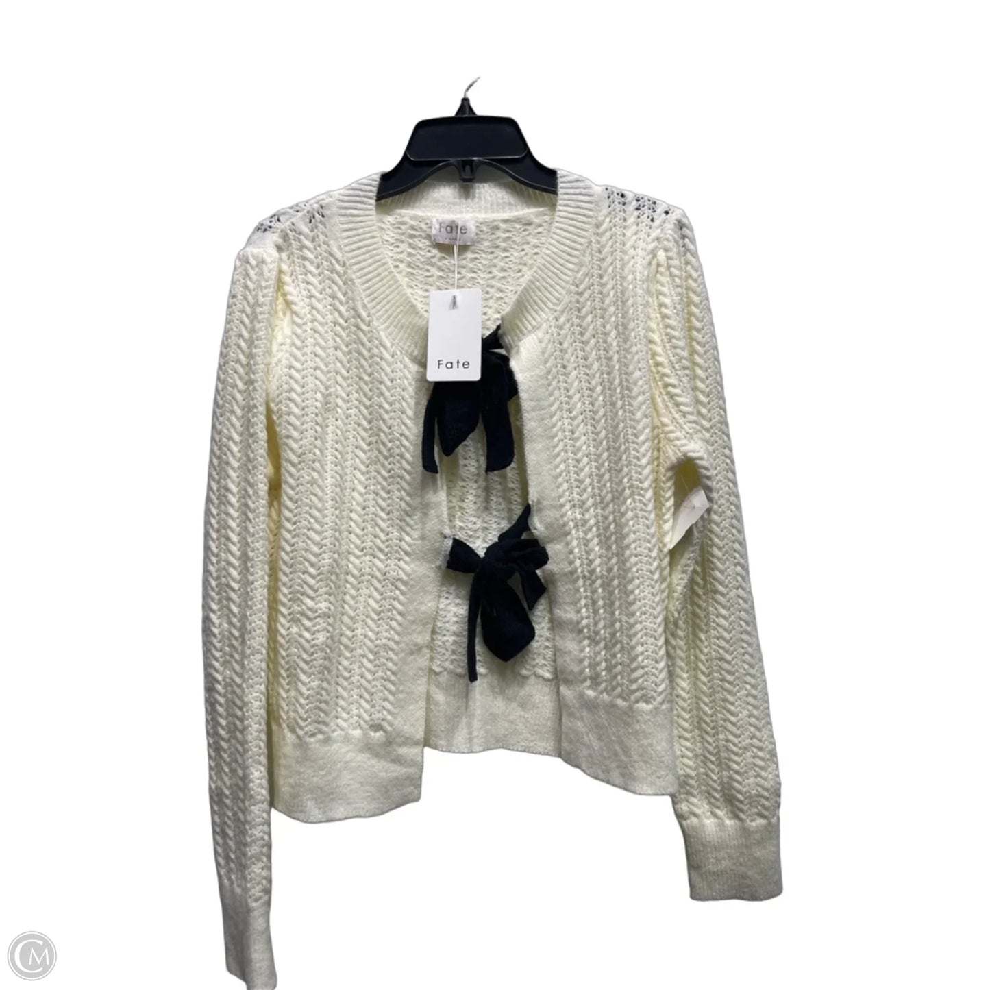 Sweater Cardigan By Fate In Black & White, Size: Xl