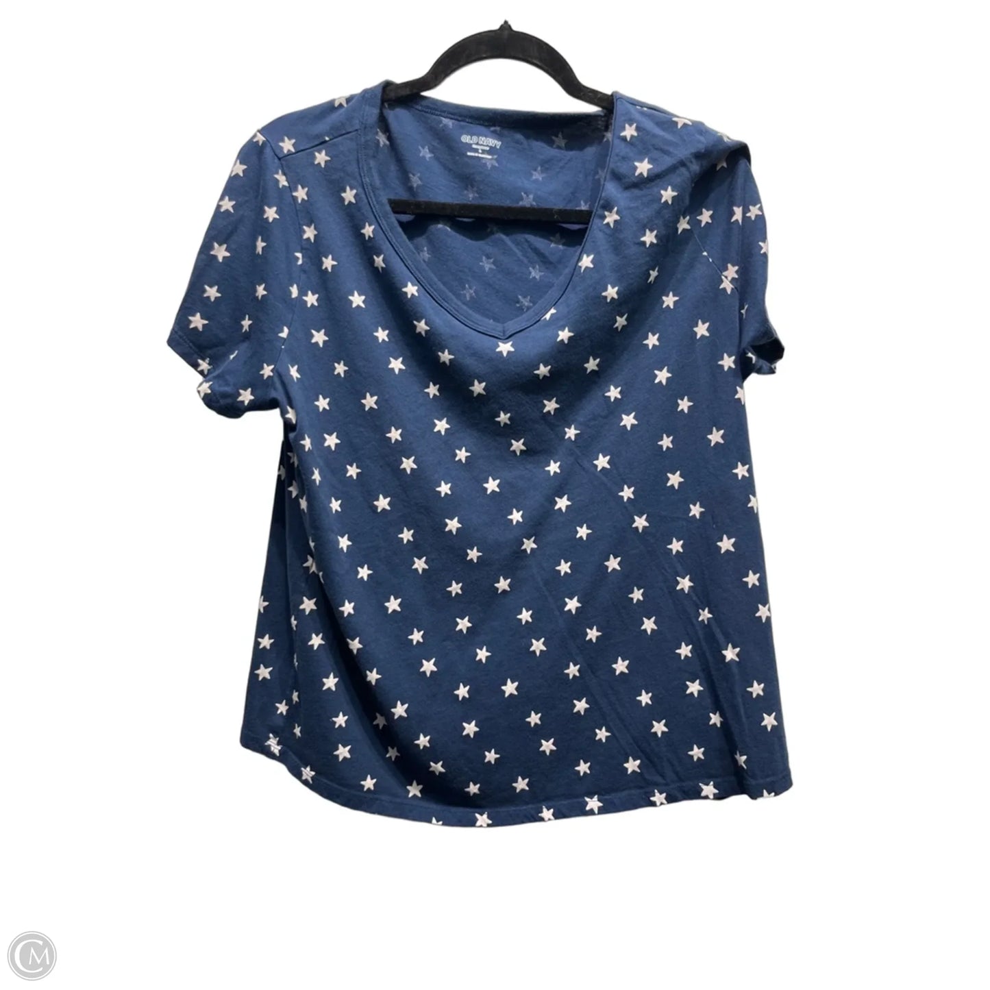 Top Short Sleeve Basic By Old Navy In Blue & White, Size: L
