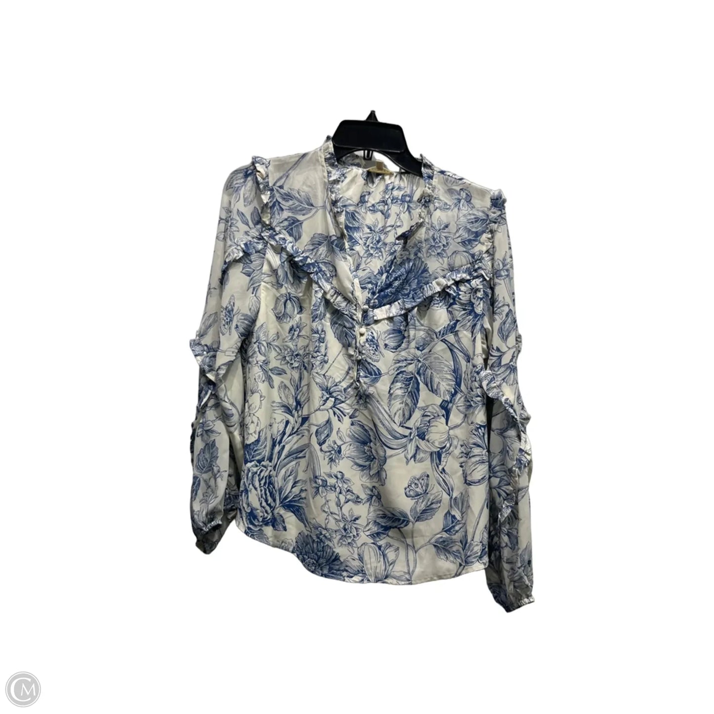 Top Long Sleeve By Jodifl In Blue & White, Size: S