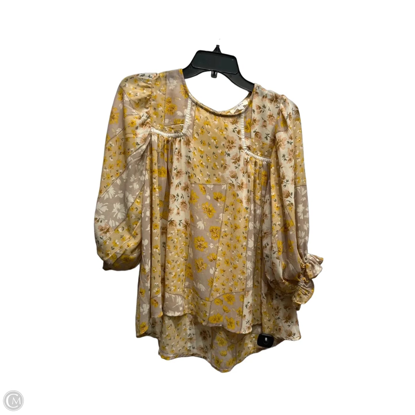 Top 3/4 Sleeve By Umgee In Brown & Yellow, Size: S