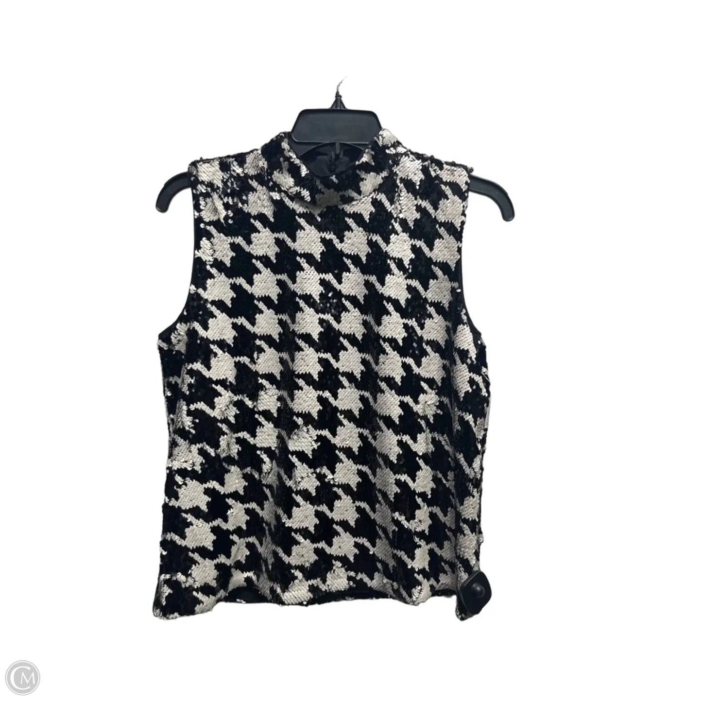 Blouse Sleeveless By Ann Taylor In Black & White, Size: S