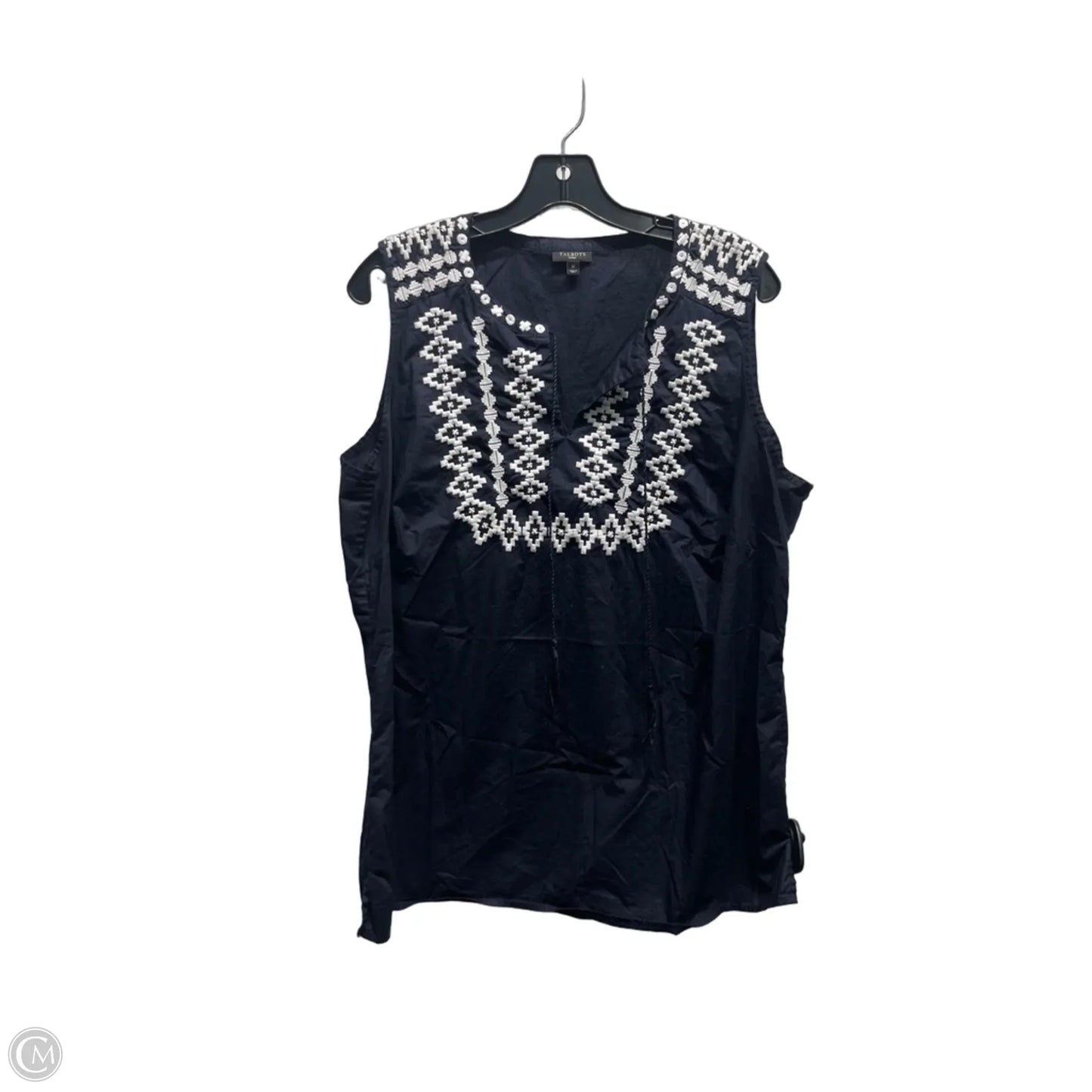 Top Sleeveless By Talbots In Blue & White, Size: 1x
