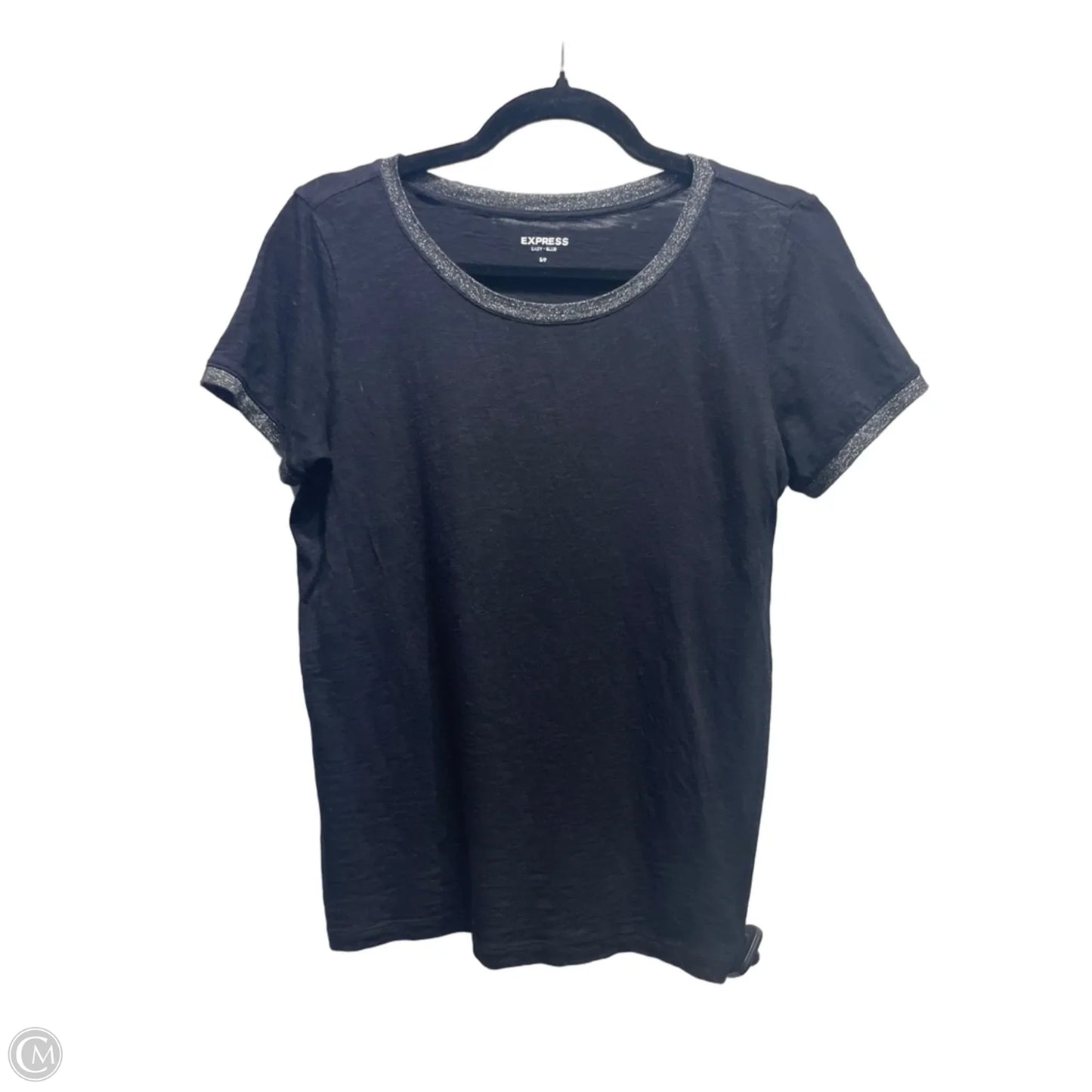 Top Short Sleeve By Express In Black & Silver, Size: S