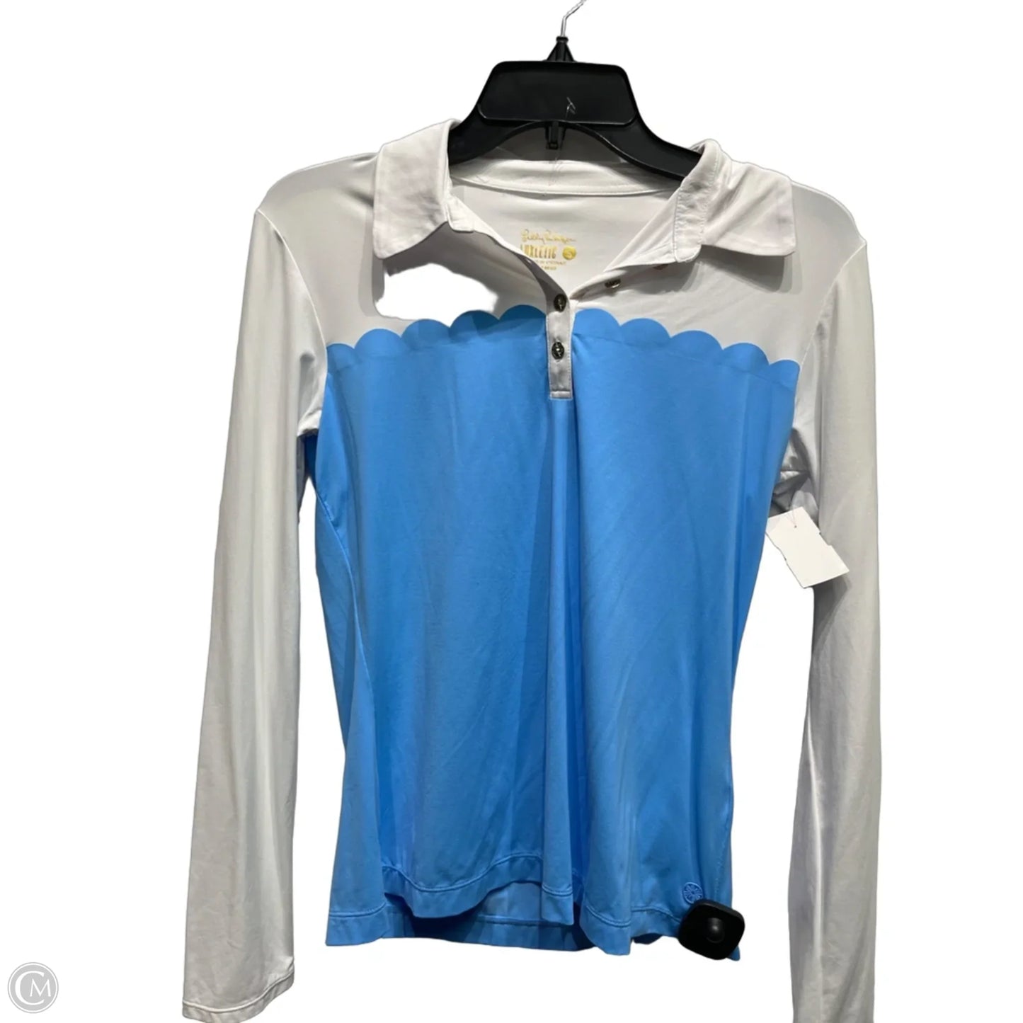 Top Long Sleeve Designer By Lilly Pulitzer In Blue & White, Size: S