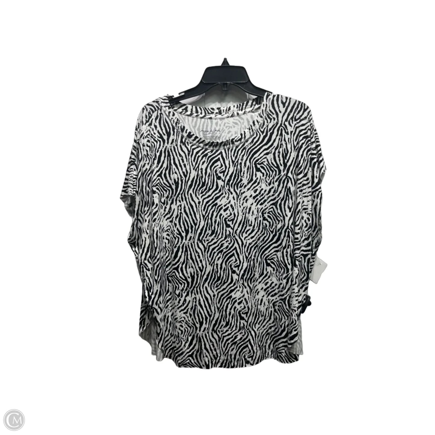 Top Short Sleeve By Anna & Ava In Black & White, Size: Osfm