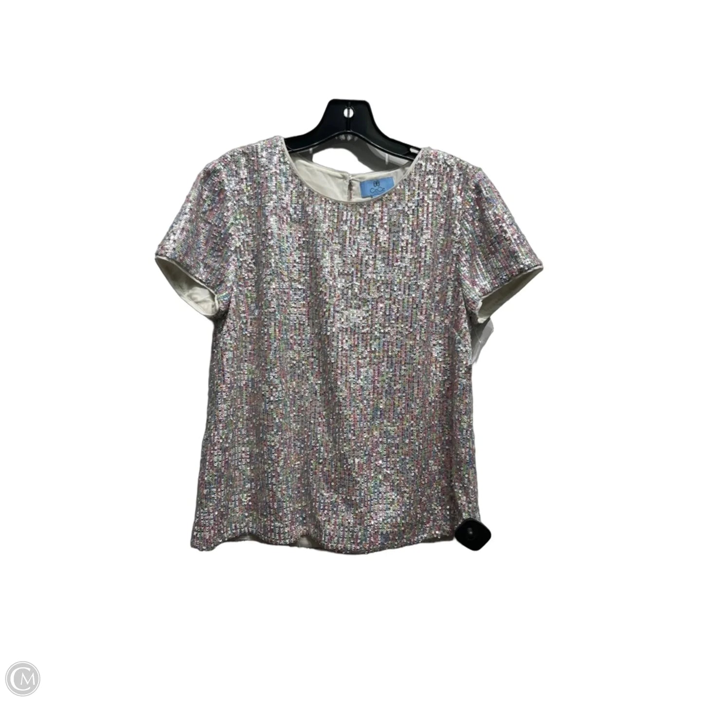Blouse Short Sleeve By Cece In Pink & White, Size: 4