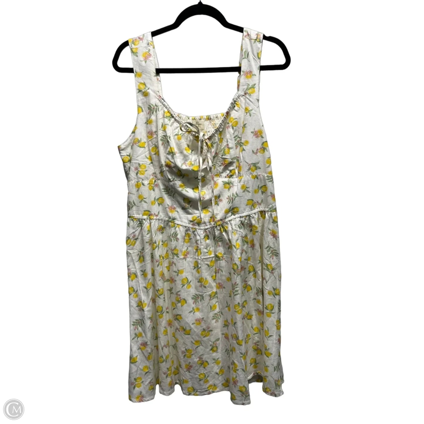 Dress Casual Short By Jessica Simpson In White & Yellow, Size: Xl