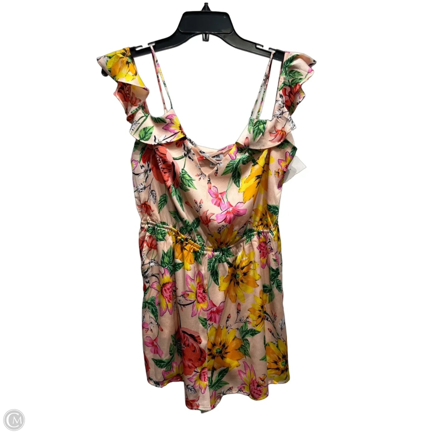 Romper By Express In Green & Pink, Size: S