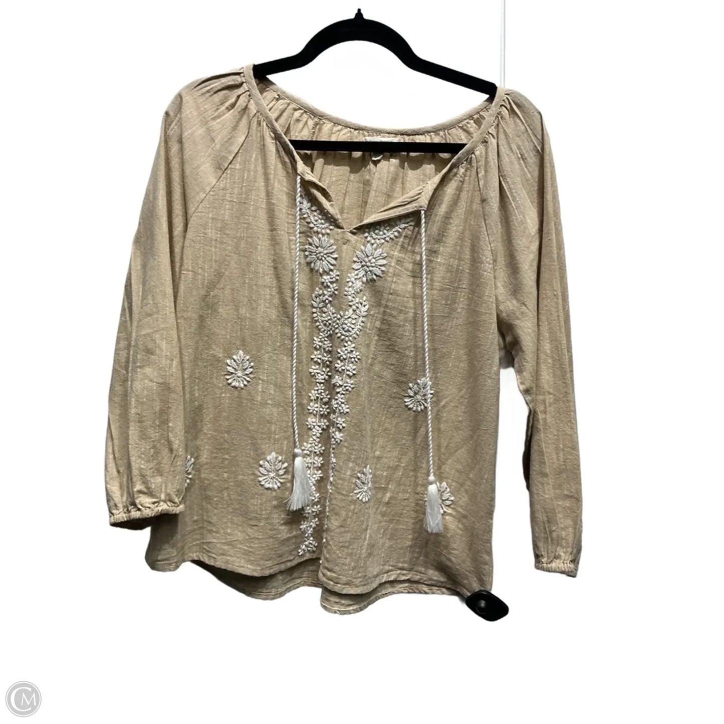 Top Long Sleeve By World Market In Brown, Size: S
