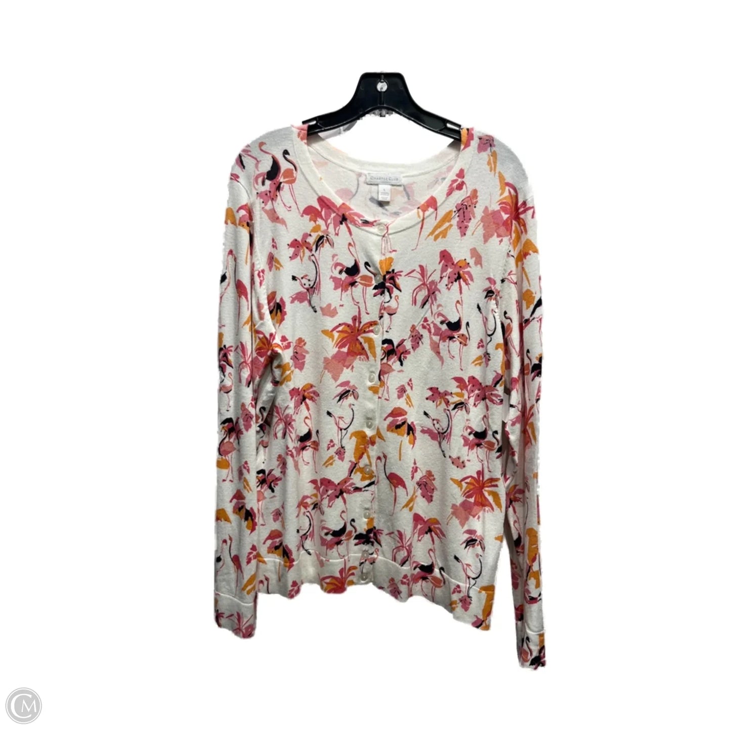 Cardigan By Charter Club In Orange & Pink, Size: L