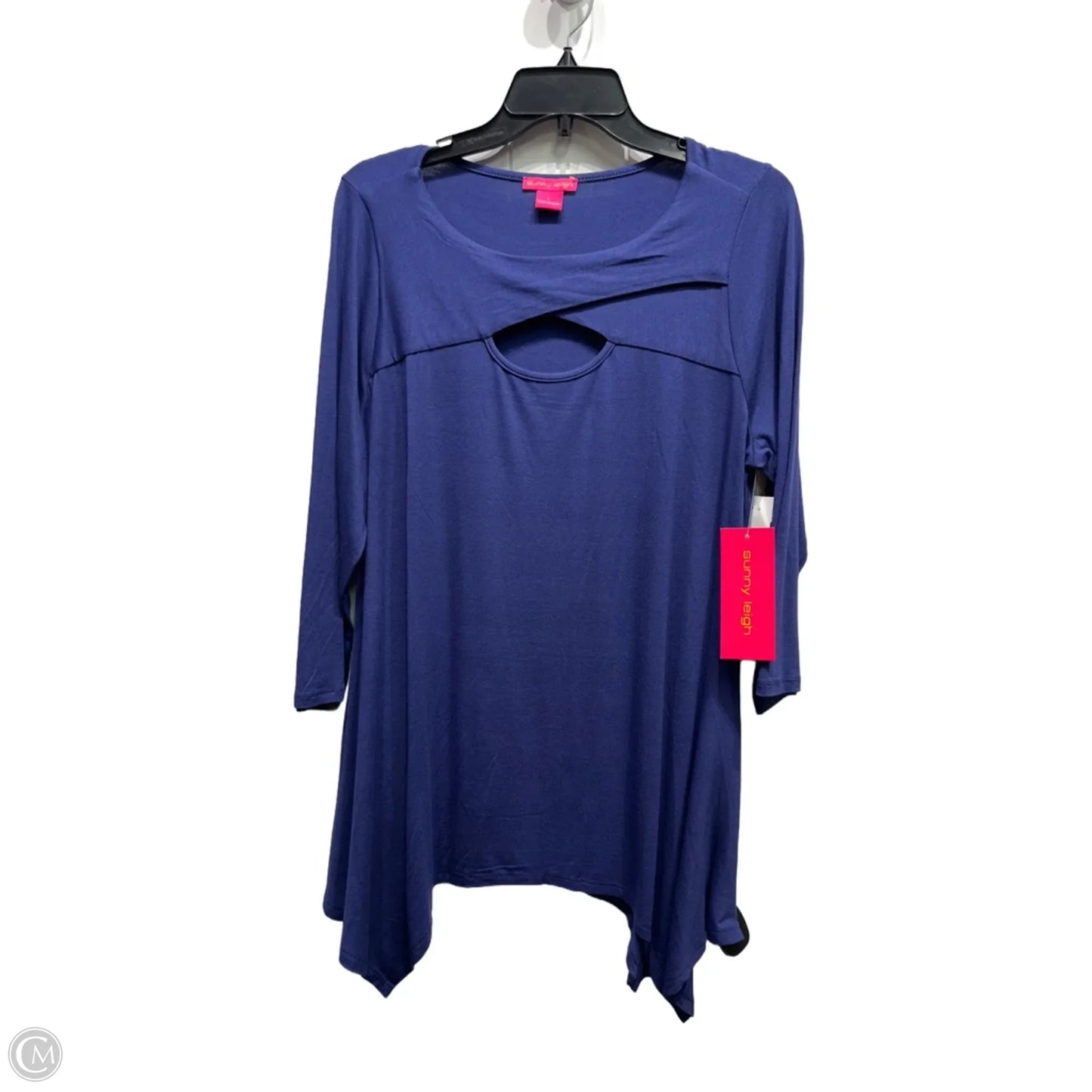 Top Long Sleeve By Sunny Leigh In Navy, Size: L