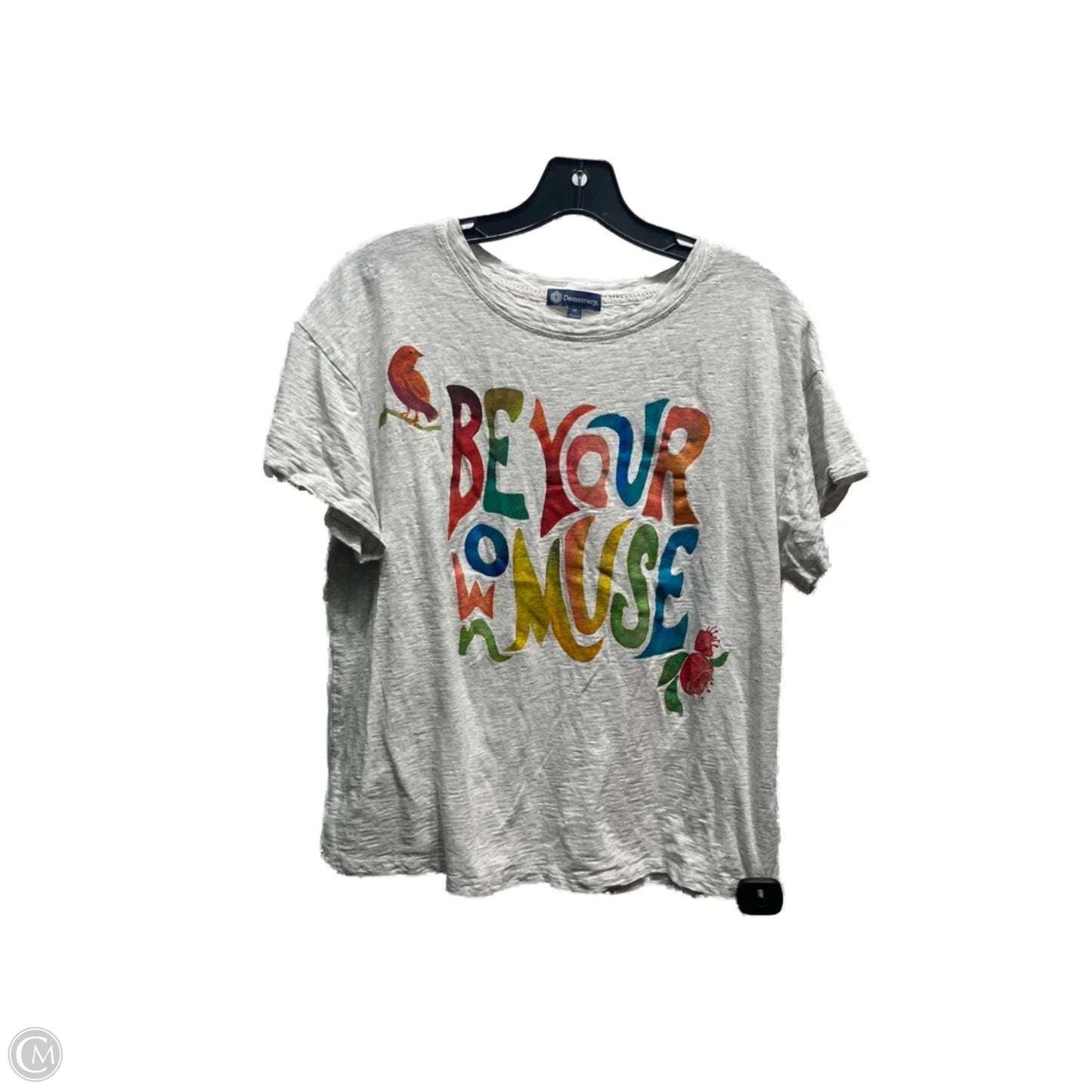 Top Short Sleeve Basic By Democracy In Green & Orange, Size: M