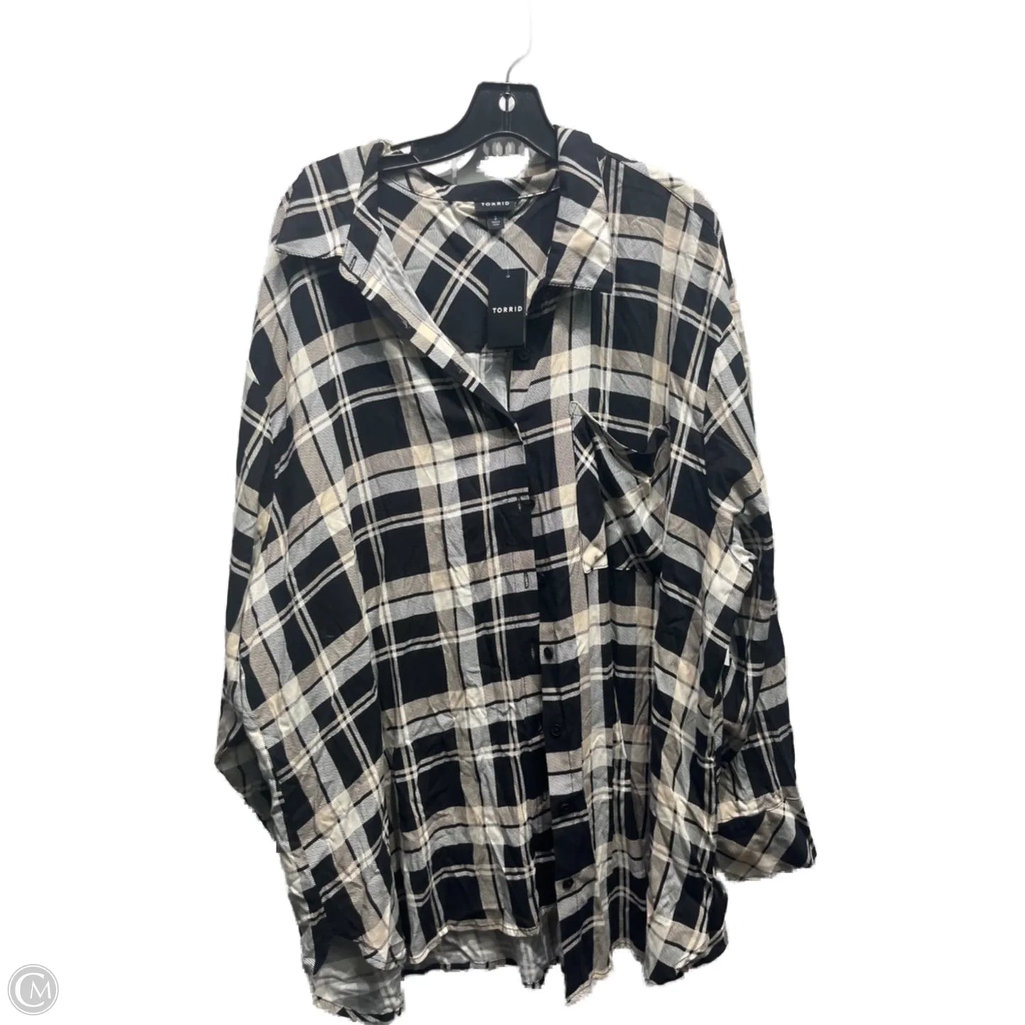 Top Long Sleeve By Torrid In Black & Cream, Size: 3x