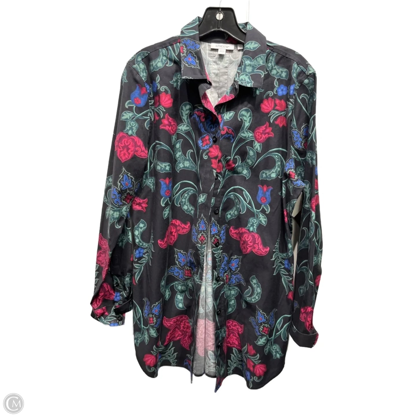 Top Long Sleeve By Chicos In Black & Pink, Size: 8