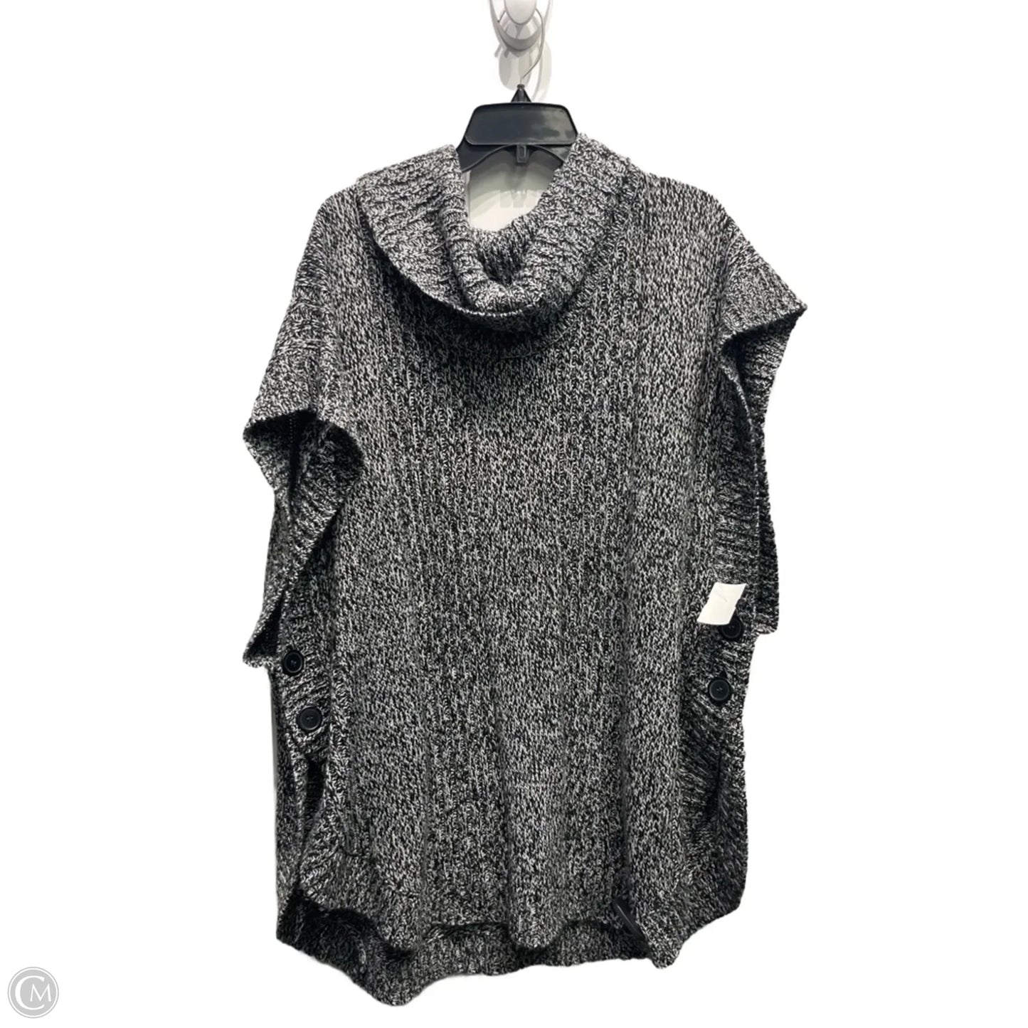 Sweater Short Sleeve By Woman Within In Black & White, Size: 1x