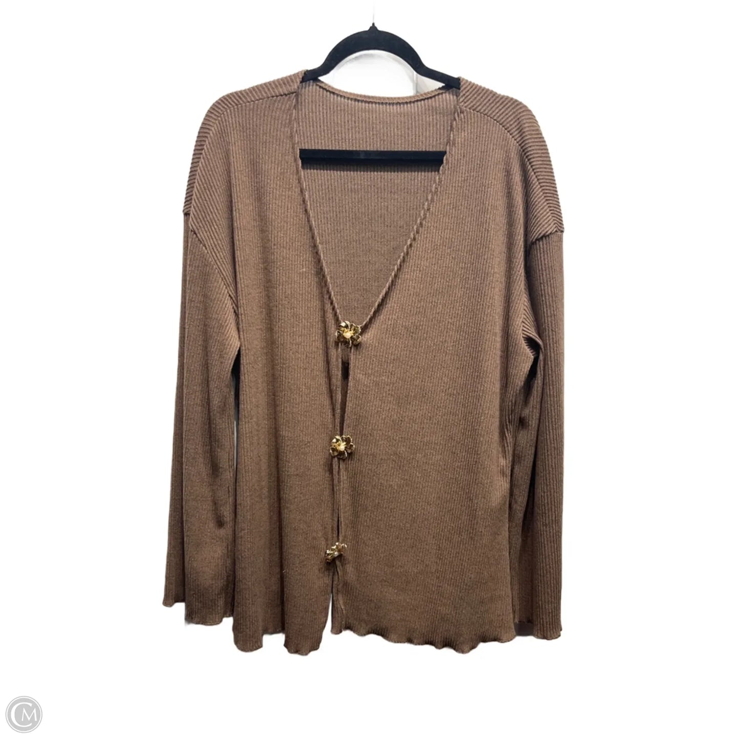 Top Long Sleeve By Shein In Brown, Size: 2x
