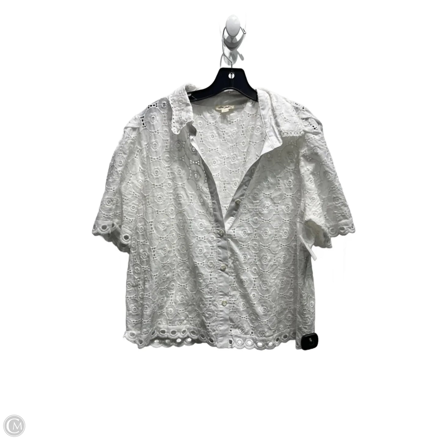 Top Short Sleeve By Ultra Pink In White, Size: L