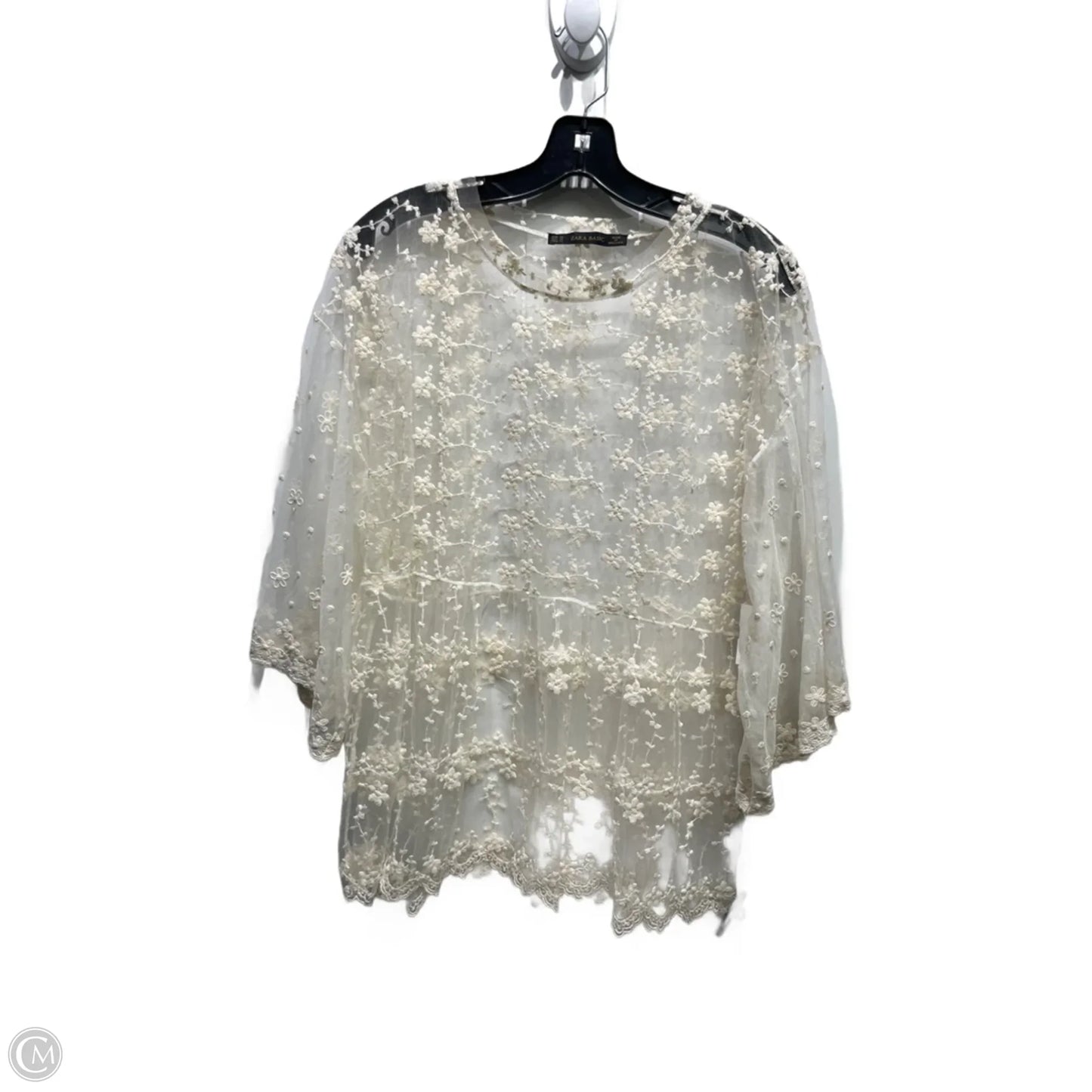 Top 3/4 Sleeve By Zara Basic In Cream, Size: Xl