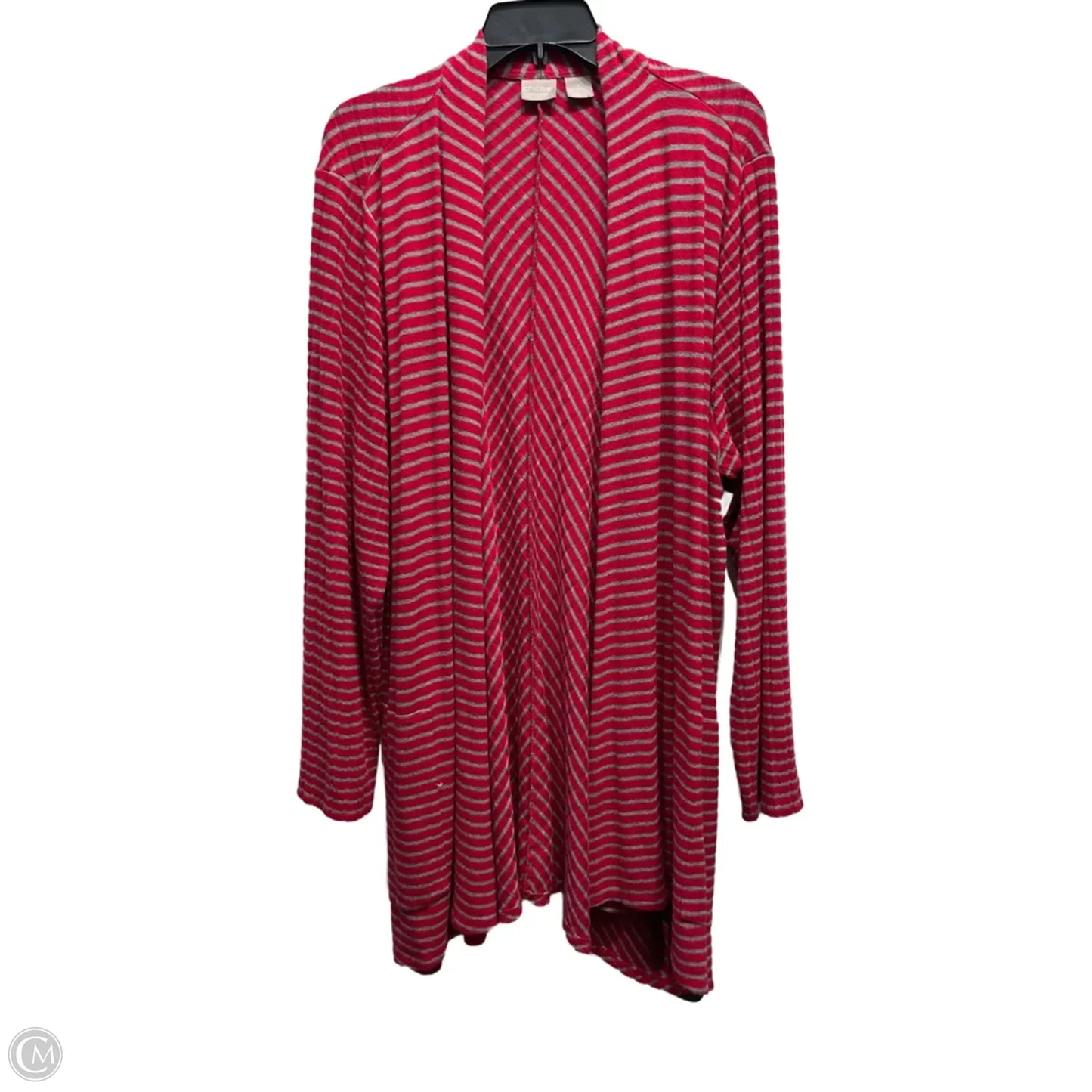 Cardigan By Chicos In Grey & Red, Size: 1x
