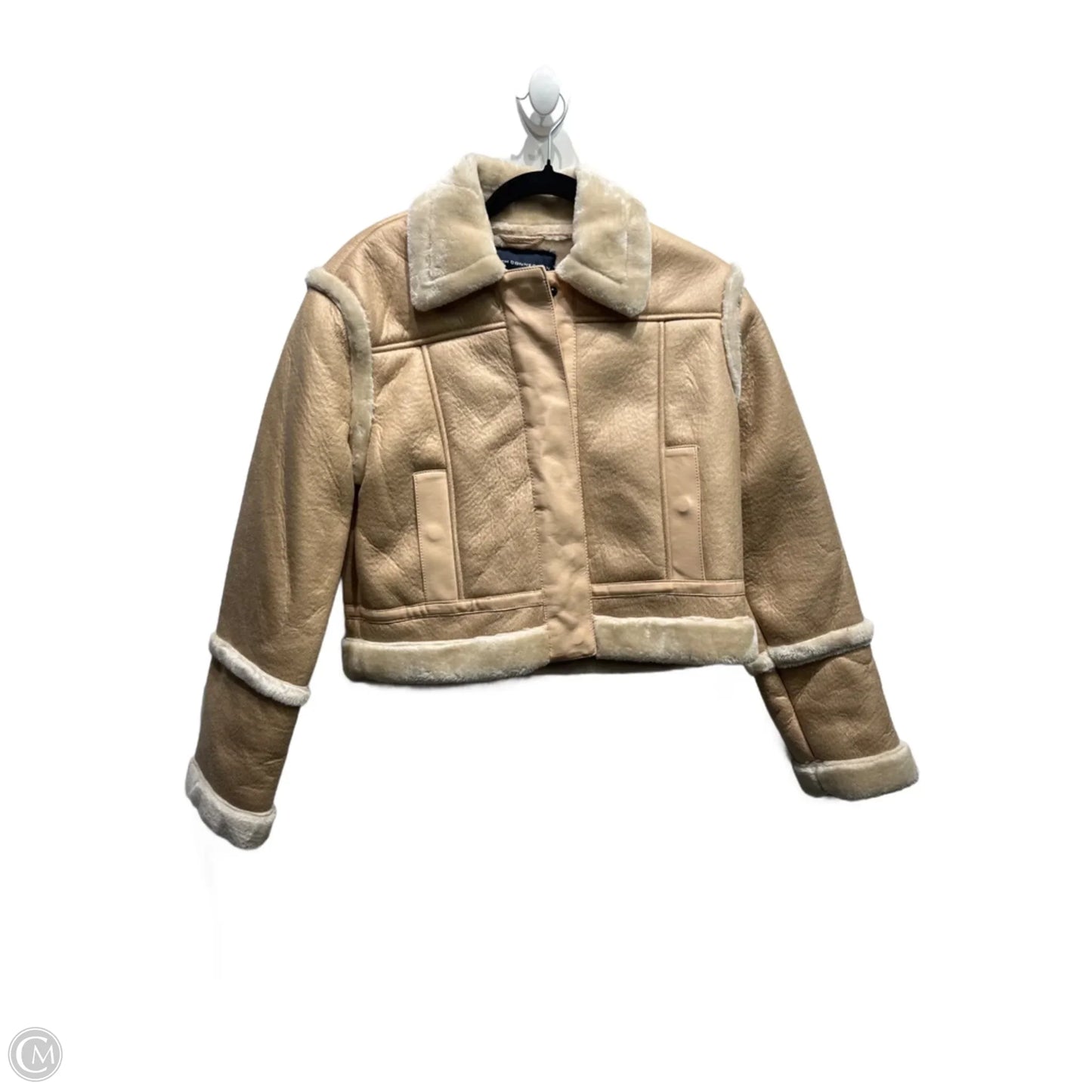 Jacket Faux Fur & Sherpa By French Connection In Cream & Tan, Size: S