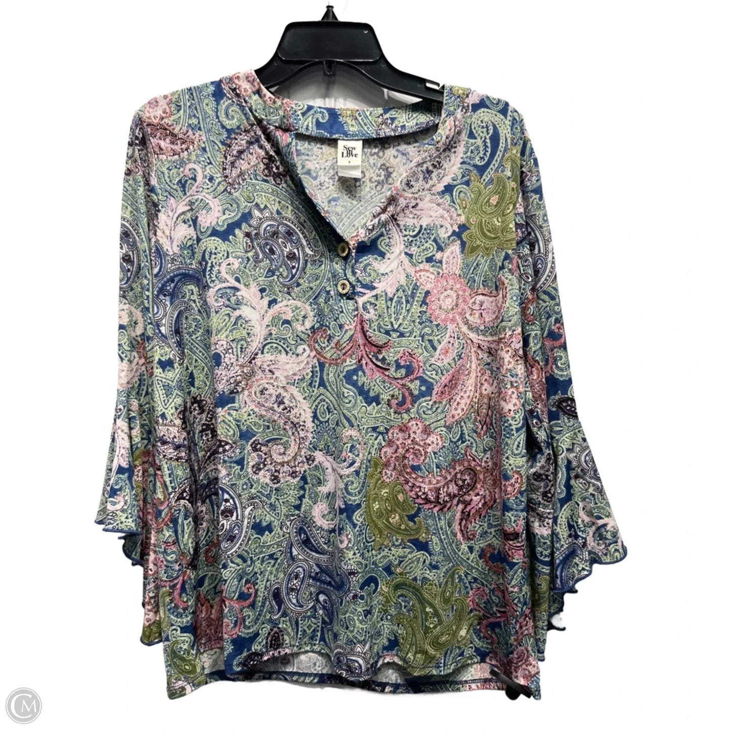 Top Long Sleeve By Sew In Love In Blue & Green, Size: S