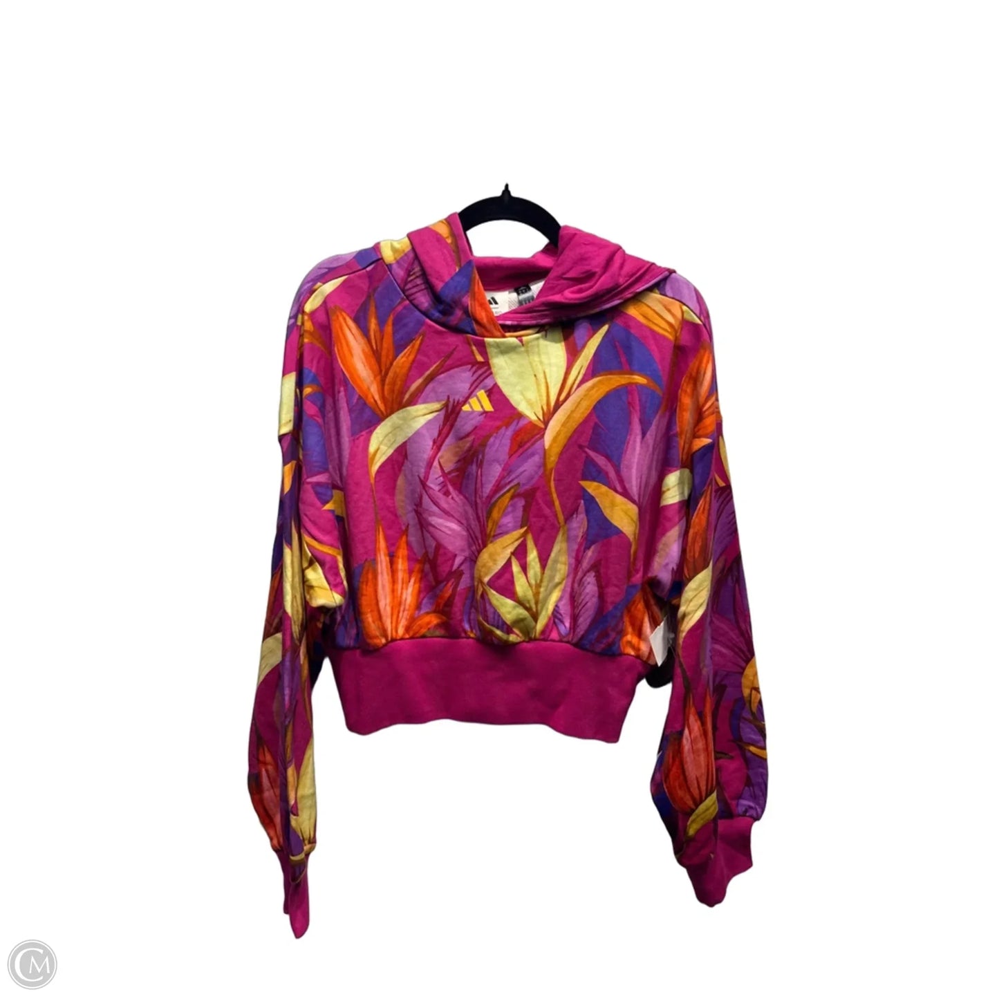 Sweatshirt Hoodie By Farm Rio In Pink & Purple, Size: L