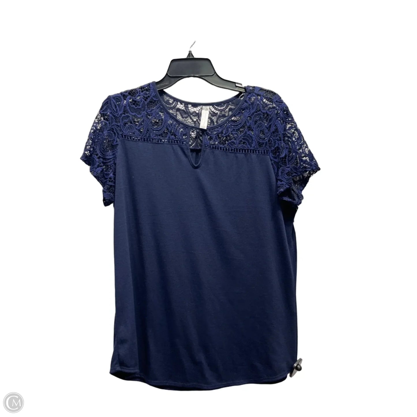 Top Short Sleeve By Perseption Concept In Navy, Size: L