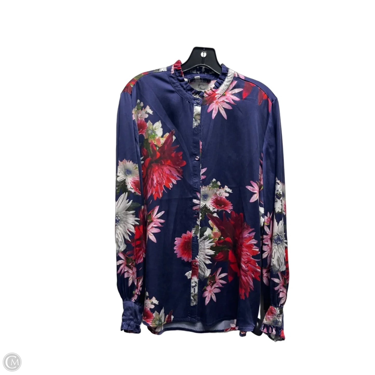 Blouse Long Sleeve By Johnny Was In Blue & Pink, Size: M
