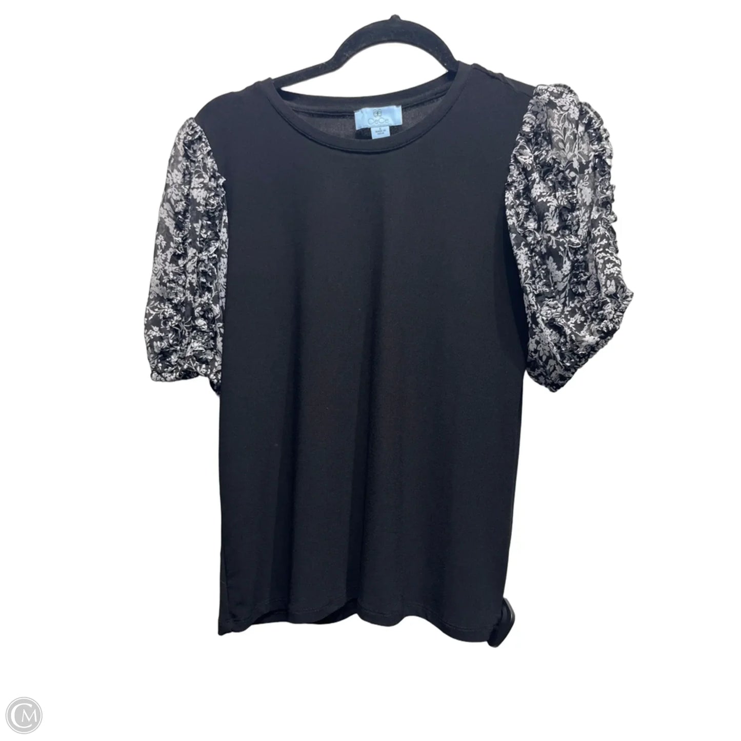 Top Short Sleeve By Cece In Black & White, Size: S