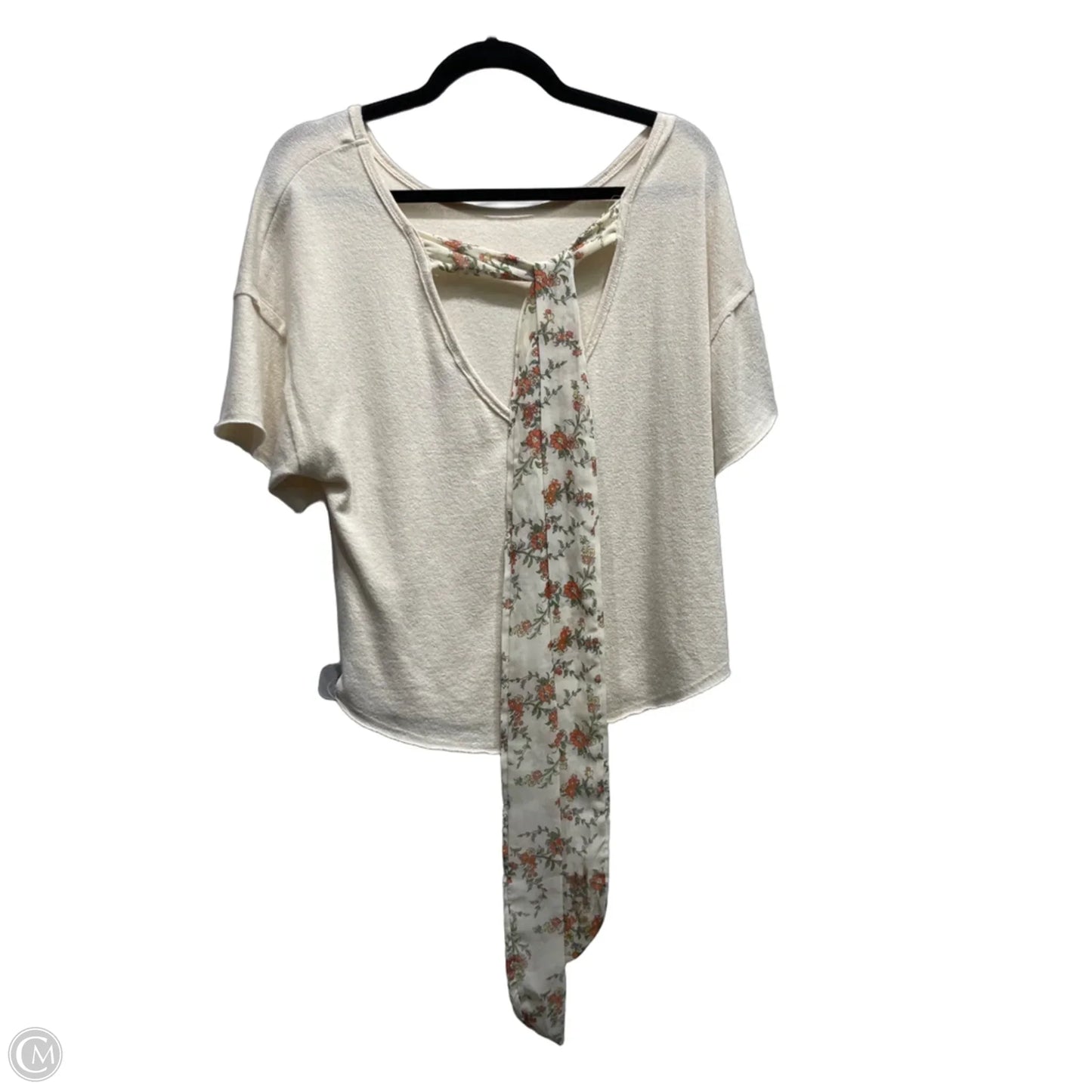Top Short Sleeve By Alya In Cream & Orange, Size: M