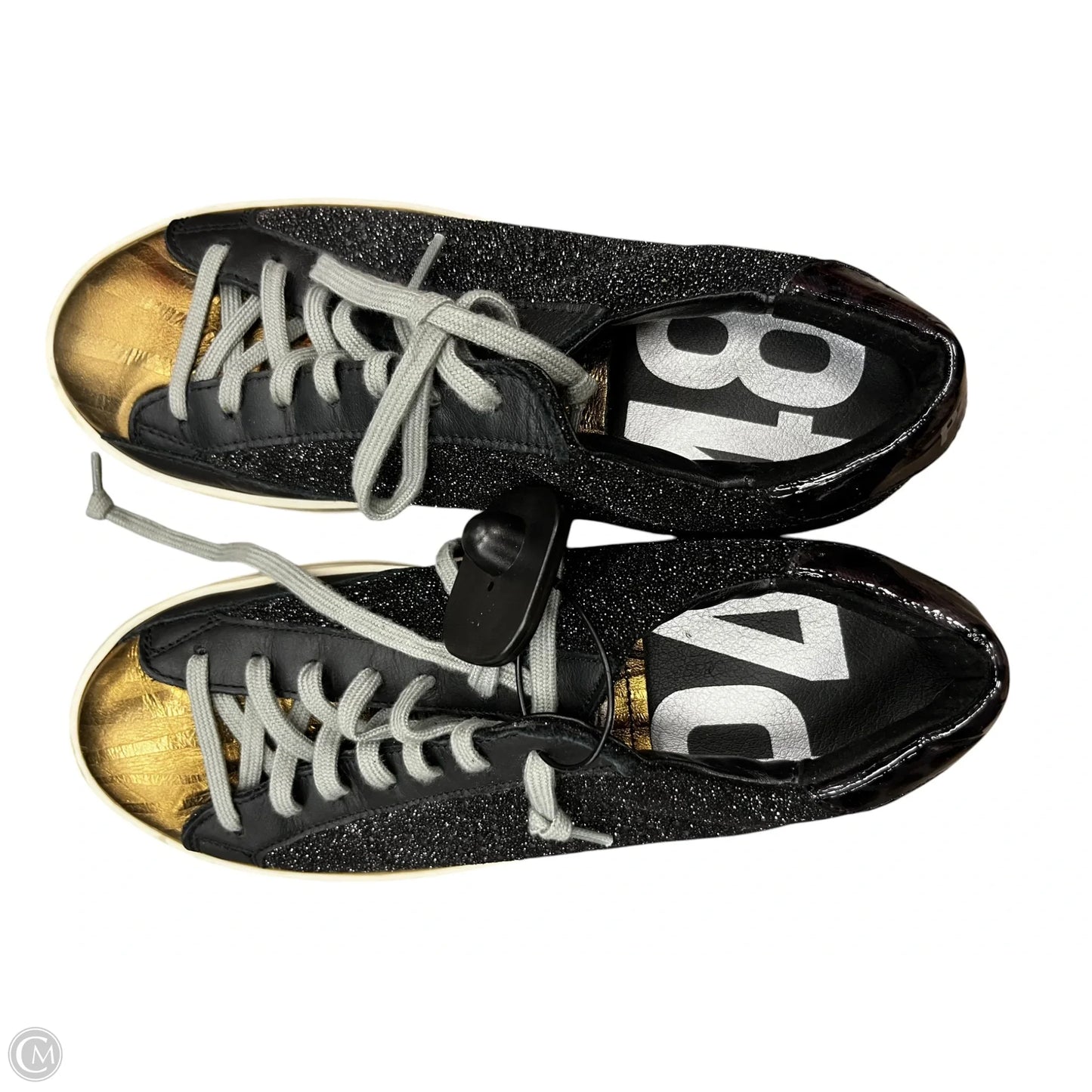 Shoes Sneakers By P448 In Black & Gold, Size: 8