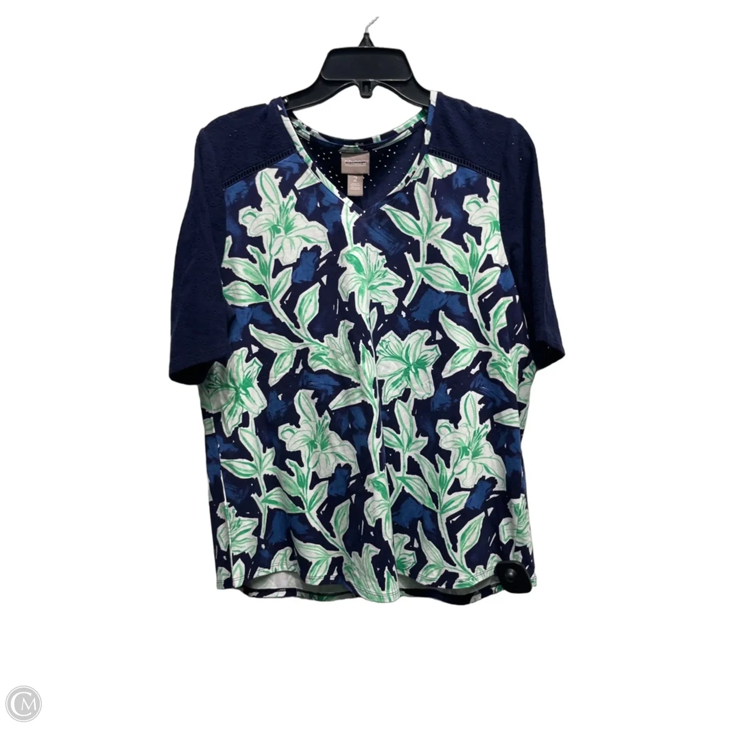 Top Short Sleeve By Chicos In Blue & Green, Size: L
