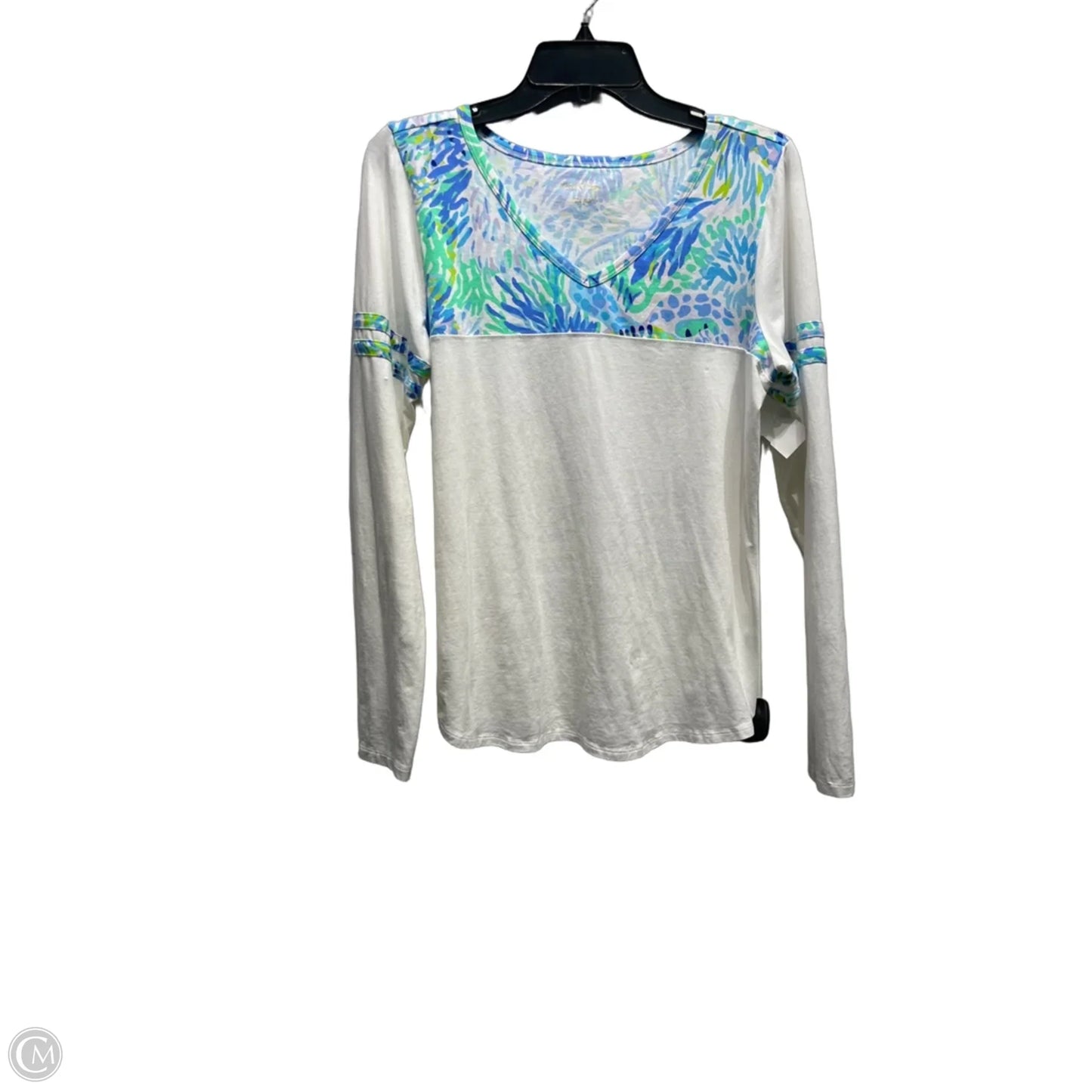 Top Long Sleeve Designer By Lilly Pulitzer In Blue & Green, Size: L
