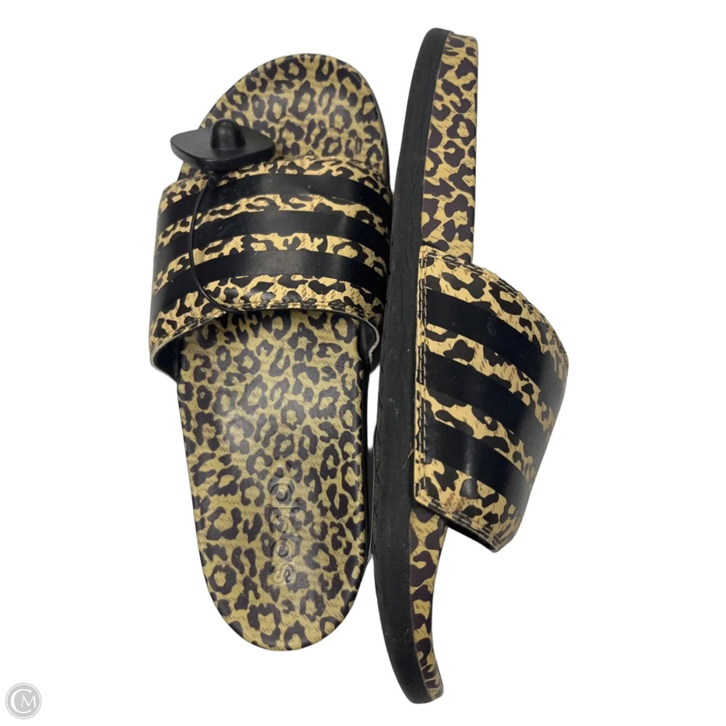 Sandals Flats By Adidas In Black & Tan, Size: 10